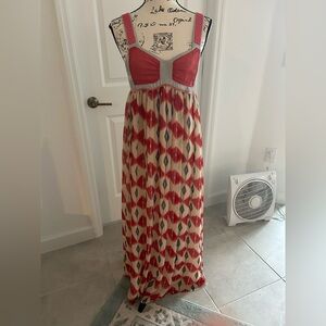 Miss Me couture Red and Cream Patterned Maxi Dress